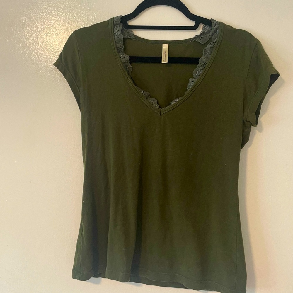 Necessities lace trim v neck tee